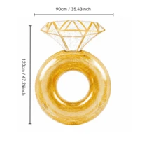 Diamond Ring Pool Float, Gold Glitter Base, Durable Thickened PVC Adult Summer Float - Gold - View 8