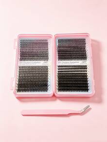 Mixed Styles Individual Lash Clusters Storage Box DIY Self Graft Eyelash Extensions 4 Types Segmented Fake Lashes D Curl Wispy Fluffy Lashes For Beginner Home Makeup - View 4