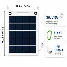 [3/5/10W Portable Solar Panel] 1pc Portable Solar Panel 5V 2W | Solar Charger With USB Charging Stabilizer Battery Charger Suitable For Power Bank, Phone, Outdoor Camping, Home Use | Rectangular Solar Panel | Lightweight Charger - Black and White - View 7