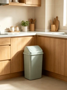 1pc Swing Lid Plastic Trash Can, Sealed Flip Top Waste Bin, Large Capacity Odor Proof Rubbish Container For Bedroom Bathroom Kitchen Office Home Use - Random Color - View 3
