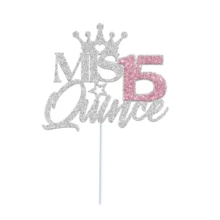 زينة كيك Mis Quince Anos، زينة كيك عيد الميلاد ال- 15 السعيد، مرحباً 15، ديكورات حفلة عيد الميلاد ال- 15 - مشاهدة 10