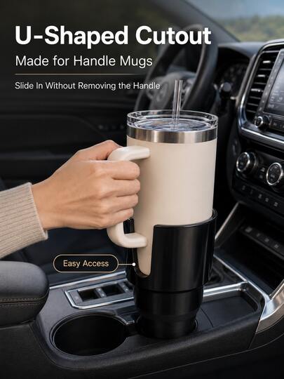Car Cup Holder Expander Large Capacity Beverage Holder, Fits 32-40oz Insulated Tumblers And Sports Water Bottles, Anti-Shake Cup Holder With U-Shaped Handle Slot, Suitable For Car Interior