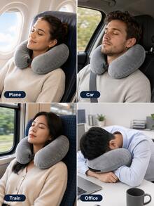 Soft Plush Travel Pillow, Unfilled, Suitable For Storage, Travel Essential, Vacation Accessory, Travel Sleep Aid, Adjustable U-Shaped Neck Pillow, Wide Comfortable Design, With Convenient Zipper - Multicolor - View 4