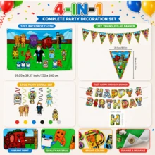 Roblox Set Dekorasi Ulang Tahun 32 Buah Motif Karakter Game Piksel Warna-warni dari Kertas & Kain, Bendera Segitiga, Latar Belakang Foto, Spiral Gantung, Spanduk Huruf Selamat Ulang Tahun, Cocok untuk Pesta Ulang Tahun, Halloween, Thanksgiving, Dekorasi Natal - A - View 3