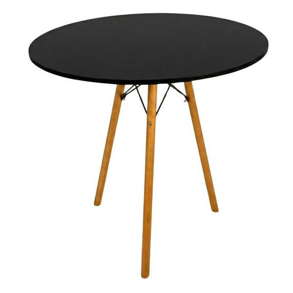 Mesa De Jantar Compacta Charles Eames Eiffel Pé Palito Tripé + Tampo Redondo 60cm MDP Cozinha JT Home