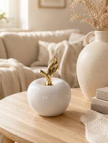 1pc Minimalist Apple-Shaped Desktop Decor, White Creative Bohemian Style Craft, Suitable As Friend Gift/Office Desk Home Decoration - Multicolor - View 4