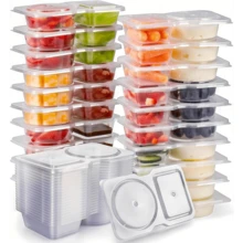 Reusable Snack Containers With Lids: 10/20/40pcs Snack Packaging Containers - Snack Box Containers Portion Control - Meal Prep Containers - Travel Dual Compartment Snack Containers - Camping Essentials - Clear - View 2