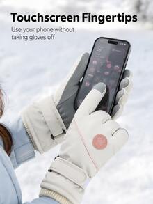 1 par de guantes de esquí de invierno para mujer, guantes cálidos con pantalla táctil, guantes de nieve a prueba de viento y resistentes al agua, forro suave, correa de muñeca ajustable, adecuados para deportes al aire libre, ciclismo, senderismo - Multicolor - Ver 2