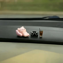 1/3pcs Cute Sleeping Animal Car Decor, Creative Resin Crafts, Adorable Panda, Rabbit, Pig Animal Shapes, Healing Style Decor, Fun Stress Relief Car Accessories, Suitable For Car Dashboard, Window, Rearview Mirror, Desk, Indoor Home Decor, Back To School, Holiday Gifts - Sleeping Animal - View 4