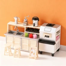 1pc Micro Scene Home Appliance Model, Micro Scene Milk Tea Shop Appliance Model, Ice Cream Machine Model, Milk Tea Bucket Model, Bean Grinder Model, Coffee Pot Model - Milk Tea Shop Equipment Set - View 2