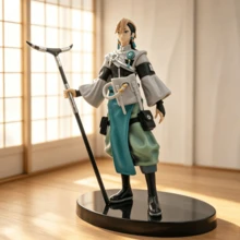 Wuthering Waves Zanka Figure, Chinese Style Long Halberd Youth Game Character Desktop Ornament, Grey Ancient Style Outfit Static PVC Model - Multicolor - View 3
