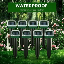 2/4/6/8/10-Piece Set Solar Ultrasonic Waterproof Animal Repeller, Suitable For Outdoor Yards, Gardens, Orchards And Other Locations, Effectively Repels Birds, Snakes, Rats, Dogs And Other Animals, Ground Mountable - 彩色 - 查看 13