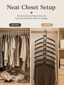 Ergonomic Multi-Layer Clothing Storage Rack, Heavy-Duty Metal Wire Standard Clothes Hanger, High-End Multi-Functional Clothes Hanger, Suitable For Busy Professionals, Applicable For Apartment, Dorm Small Space Daily Storage Of Shirts And Pants - Multicolor - View 4
