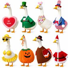 1-8 Sets Holiday Porch Goose Decor Outfit, All Season, Suitable For Valentine's Day, St. Patrick's Day, Easter, Summer, July 4th, Autumn, Halloween, Christmas - Lawn Porch Goose Costume For Yard And Garden Decoration (Goose Statue Not Included) - Type B - View 8