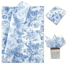 50 Sheets Blue Floral Tissue Gift Wrapping Paper - 14x20 Inch Chinoiserie Vintage Blue & White Peony Rose Design, High-Quality Durable Paper For Birthdays, Weddings, Parties, DIY Crafts, Bouquet Wrapping Paper, Special Occasion Decor, - Multicolor - View 4
