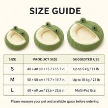 Cute Frog Shaped Plush Pet Bed, Open And Semi-Enclosed Options - Multicolor - View 3
