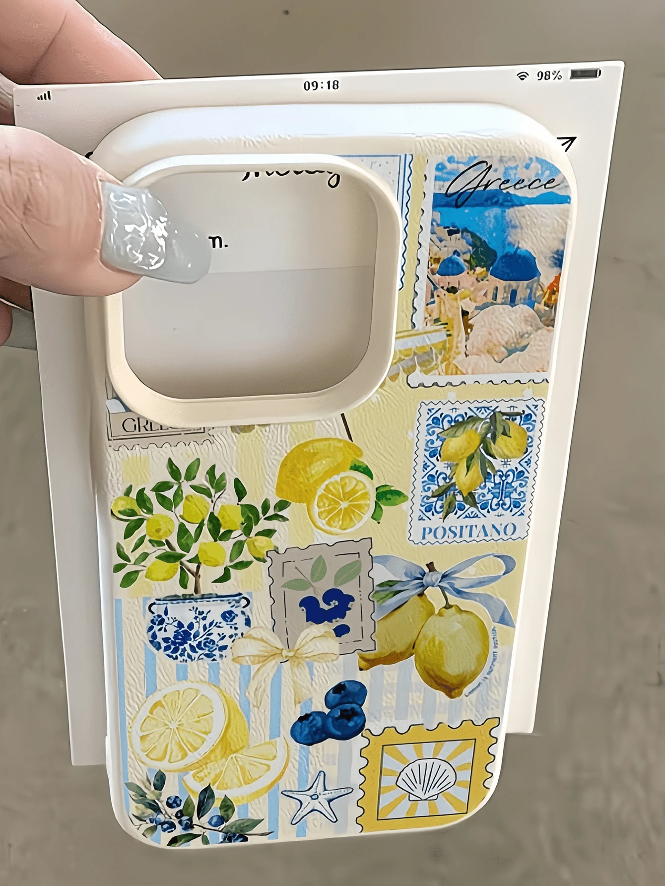 1件白色檸檬印章碎紙極簡個性化 TPU 防震全包覆手機殼，適用於 Apple 17 16 15 14 13 12 11 Pro Max Air 及系列 - 彩色 - 查看 1