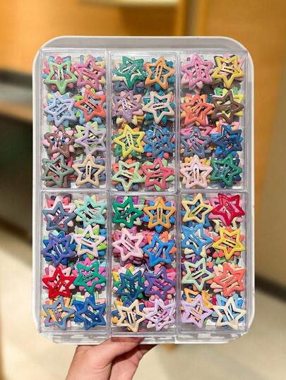 200/100/80/50/30/20pcs Candy Color Enamel Star Hair Clips, Sweet Edgy Five-Point Star Snap Barrettes For Women, Side Bangs Ponytail Hair Accessories