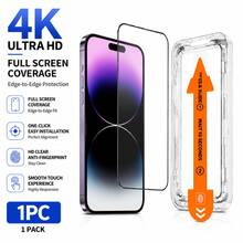 CASECOPS 1pc Full Coverage High Definition Transparent Tempered Glass Screen Protector, With Auto-Alignment Installation Tool, Dust-Free And Bubble-Free, Anti-Fingerprint, Anti-Drop And Anti-Shatter, Compatible With IPhone 18 Pro/18 Pro Max/17/16/15/14/13/12/11 Series, Suitable For Daily, Office And Home Use, Compatible With Phone Cases - 1 Piece - View 1