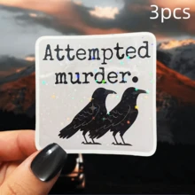Attempted Grey Background Crow Black Humor Self-Deprecating Sticker, Cute Healing Dog Pill Bottle Box Bottle Dog Vinyl Sticker - Matte Surface, Self-Adhesive Bumper Sticker, Suitable For Cars, Windows, Laptops, Trucks, Water Bottles - Multi-Purpose Design, Car Sticker - Vinyl - View 16
