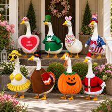 1-8 Sets Holiday Porch Goose Decor Outfit, All Season, Suitable For Valentine's Day, St. Patrick's Day, Easter, Summer, July 4th, Autumn, Halloween, Christmas - Lawn Porch Goose Costume For Yard And Garden Decoration (Goose Statue Not Included) - Type B - View 2
