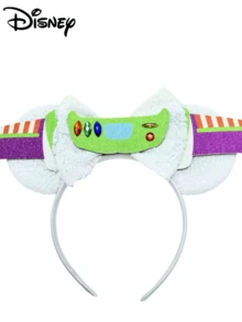 1pc Disney Cartoon White Sequin Base Glider + Buzz Lightyear Astronaut Helmet White Sequin Bow Headband, Hair Accessory, Suitable For Disney Theme Park, Cosplay, Party, Photo Shoot, Mickey Minnie Headwear - 1 YEAR - View 4