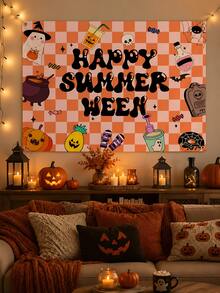 2 Peças - Banner de Bottom de Halloween de Verão - Decoração Feliz de Halloween de Verão, Tamanho Grande, 150*100cm, Halloween de Verão, Decoração de Festa de Halloween de Verão, Bottom Suspenso de Halloween de Verão, Adereço de Bottom de Fotografia, Decoração de Bottom de Cabine de Fotos de Festa de Halloween de Verão Interna/Externa, Festa de Aniversário na Piscina (Multicolorido) - Multicolorido - Visão 9