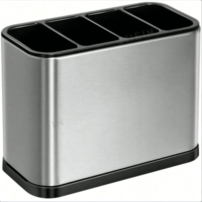Organizador de cubertería de acero inoxidable a prueba de óxido - 7.1 X 3.39 X 5.1 pulgadas, 4 compartimentos, base antideslizante, estante de cubertería pulido - Regalo ideal para Navidad, Halloween, Acción de Gracias, Día de San Valentín, Cumpleaños, Organizador de fregadero de cocina