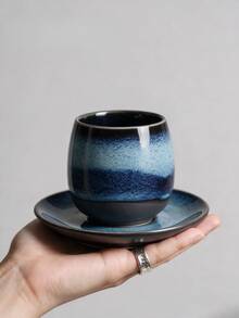 4pcs Set Kiln-Fired Glazed Ceramic Coffee Cups, Reactive Glaze Espresso Cups, Japanese Style Small Tea Cups, Suitable For Latte, Americano Coffee, Microwave And Dishwasher , Unique Gradient Color Drinkware, Suitable For Home, Office, Cafe - Multicolor - View 5