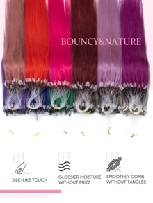 Tóc nối Micro Ring 50 sợi tóc thật thẳng, tóc nối highlight pop-up, phụ kiện cho lễ hội, hòa nhạc, du lịch mùa hè và kỳ nghỉ - Nô lệ - Xem 5