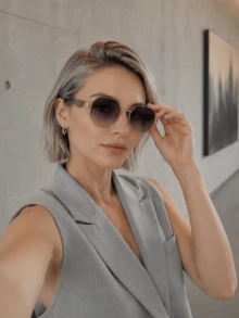 女士復古全框多邊形墨鏡 寬版扁平醋酸纖維鏡腿 防UV鏡片 時尚眼鏡 度假日常休閒穿搭 - 彩色 - 查看 2