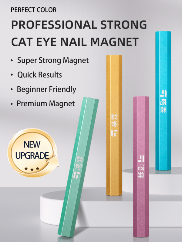 PERFECT COLOR 120mm Cat Eye Nail Magnet, Ultra Strong Magnetic Nail Tool For Cat Eye Gel Polish, Hexagonal Dual-End Design, Fast Magnetic Effect For DIY & Salon Nail Art