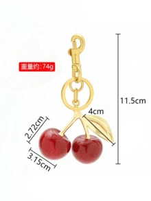 女款單肩包，可拆卸可調節鉚釘肩帶，櫻桃吊飾，復古風，適合日常購物，大容量，學生背包，大學校園 - 黑色 - 查看 9