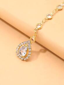 outingfit 1pc Floral Water Drop Forehead Pendant Traditional Headpiece European American Rhinestone Accessory - Multicolor - View 3