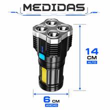 Linterna LED Recargable de Alta Potencia con 4 LEDs y Luz COB Lateral - Negro - Ver 5
