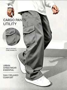 Men's Grey All-Season Fashion Striped Multi-Pocket Sports Outdoor Climbing Work Pants - Grey - View 1