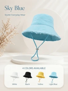 1pc Women's Vintage Distressed Washed Bucket Hat, Suitable For Outdoor Travel, Spring/Summer Sun Protection, Daily Wear, Beach And Vacation - A - View 9