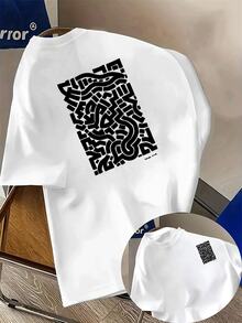 GraphicsPurecottonwhiteformen,,Whiteshort Sleevesforsummer,BasiclayeringpieceMen'sshortsleevedwithvintageprint,Crewneck - 白色 - 查看 2