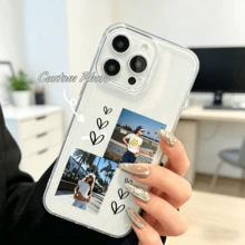 Black Background Cute Pink Turtle Starfish Shell Personalized Cursive Name Phone Case, Sweet Korean Ins Style Ocean Aesthetic White Handwritten Letter Shockproof Full Camera Protection Soft Silicone Cover, Suitable For IPhone Galaxy And All Smartphones - Clear - View 1