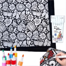 بطانية تلوين DIY ب- 24 لون مع أقلام تلوين، بطانية مخملية قابلة للغسل للرسم اليدوي الإبداعي، مناسبة لأنشطة الفن في العطلات - A - مشاهدة 8