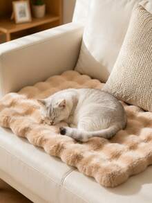 1pc Soft Plush Pet Bed Mat, Warm & Durable Sleep Pad For Autumn/Winter, Reusable Comfortable Sleeping Blanket, Cute Single Floor Mat, Suitable For Small, Medium, Large Dogs & Cats, Indoor Pet Sleeping Supplies - Multicolor - View 5