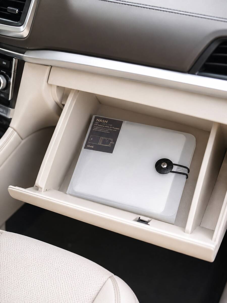 12-Slot CD Storage Case, Portable CD/DVD Storage Binder With Elastic Button Closure, Compact CD Organizer Wallet, Car/Home/Office/Travel CD Carrying Storage Bag, Car Accessories, Car Essentials, CD Storage Box, CD Storage Case