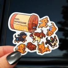 Attempted Grey Background Crow Black Humor Self-Deprecating Sticker, Cute Healing Dog Pill Bottle Box Bottle Dog Vinyl Sticker - Matte Surface, Self-Adhesive Bumper Sticker, Suitable For Cars, Windows, Laptops, Trucks, Water Bottles - Multi-Purpose Design, Car Sticker - Vinyl - View 1