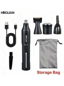 4-In-1 Professional Grooming Kit, USB Rechargeable Nose & Ear Hair Trimmer, Beard & , Men's Personal Care Tools, 500mAh Battery Capacity - 黑色 - 查看 11