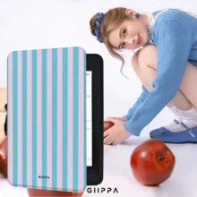 GIIPPA 1pc Pink & Blue Striped Kindle Protective Case With Hand Strap, Valentine's Day/Christmas Gift For Book Lovers, Auto Wake/Sleep E-Reader Protective Cover, Compatible With Kindle Paperwhite 5/6/7/10/11/12, Kindle Colorsoft 1st Gen, Basic Kindle 8/10/11 All Kids Edition And Signature Edition - Multi-color 23 - View 6