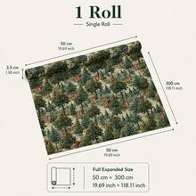Gift Wrapping Paper, Vintage Watercolor Winter Pine Forest Scenery Pattern, Cuttable Gift Packing Paper For Christmas Winter Holiday Gifts - Forest - View 4