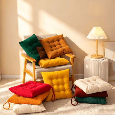 1pc Corduroy Chair Cushion (With Ties) Super Soft And Warm Floor Cushion (For Reading Area) Comfortable Square Chair Cushion (For Adults) 1 Set Suitable. Suitable For Daily Use And As Holiday Gifts, Christmas, Holiday Gifts