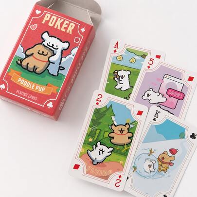 1 Set Cute Poker Cards, Minimalist Cartoon Card Game Set With Adorable Patterns, Fun Party Game Suitable For Family Night And Travel, Creative Gift For Teens And Adults 14+