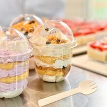 10/50 Covered Cake Mugs, Reusable Transparent Cake Preservation Box, No Hole Dome Cake/Dessert Cup, Suitable For Cakes, Mousse, Milkshakes, Yogurt, Ice Cream Cakes, Fruit Pudding - View 4