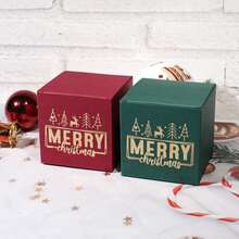 5/10pcs Mini Christmas Gift Boxes With Ribbon - Festive Red & Green "Christmas" Design, Suitable For Candy, Chocolate And Small Gifts - Ideal For Holiday Decor, Party Favors And Christmas Stocking Stuffers - Multicolor - View 1